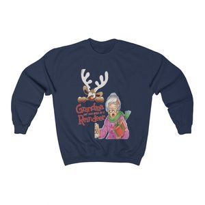 SBC Grandma Got Run Over By A Reindeer Navy Crewneck Sweatshirt